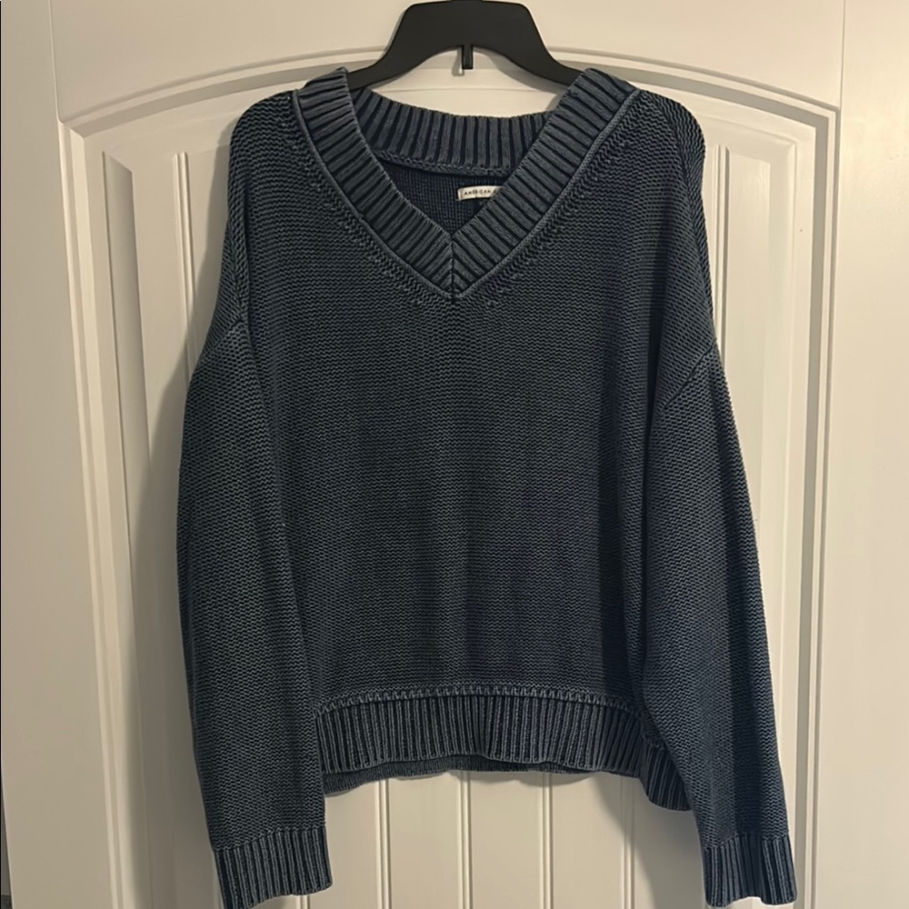 American Eagle Outfitters Deep Blue V-Neck Sweater